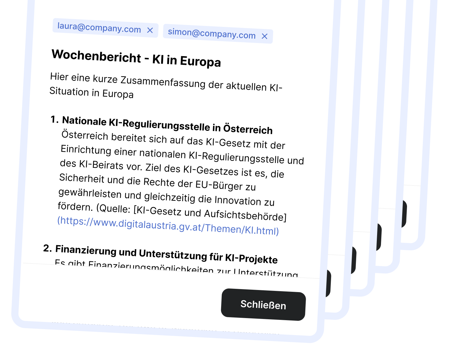 winkk AI Berichtbeispiel über die aktuelle KI-Lage in Europa / Österreich.